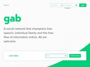 Скриншот главной страницы сайта gab.com
