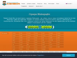 Скриншот главной страницы сайта mc-monitoring.info