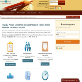 Скриншот главной страницы сайта tenderer.ru
