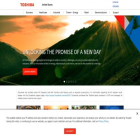 Скриншот главной страницы сайта toshiba.com