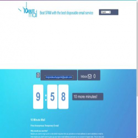 Скриншот главной страницы сайта 10minutemail.com