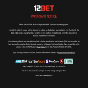 Скриншот главной страницы сайта 12bet.com