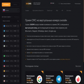 Скриншот главной страницы сайта 365sms.pro
