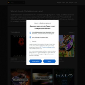 Скриншот главной страницы сайта abandonwaregames.net