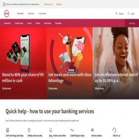 Скриншот главной страницы сайта absa.co.za