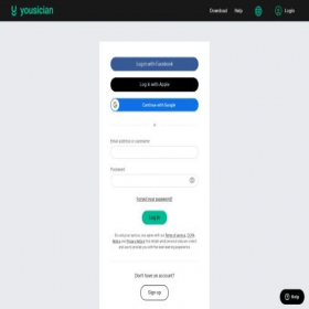 Скриншот главной страницы сайта account.yousician.com