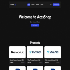 Скриншот главной страницы сайта accsshop.sellpass.io
