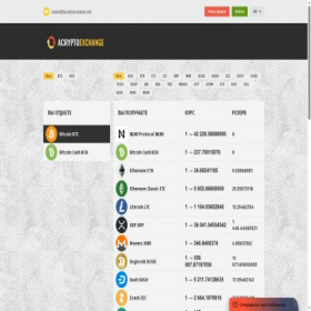 Скриншот главной страницы сайта acryptoexchange.com