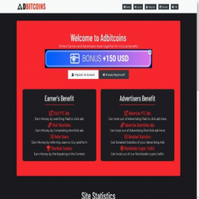 Скриншот главной страницы сайта adbitcoins.com