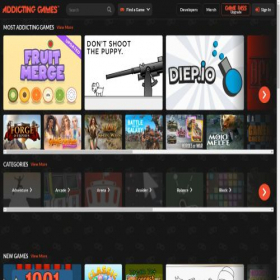 Скриншот главной страницы сайта addictinggames.com