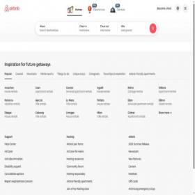 Скриншот главной страницы сайта airbnb.com