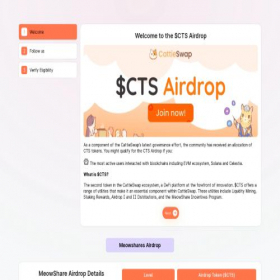 Скриншот главной страницы сайта airdrop.cattieswap.xyz