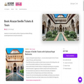 Скриншот главной страницы сайта alcazar-seville-tickets.com