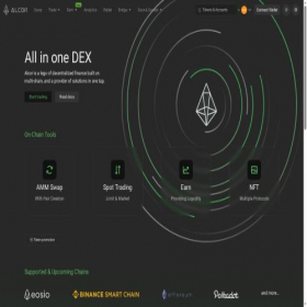 Скриншот главной страницы сайта alcor.exchange