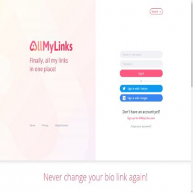 Скриншот главной страницы сайта allmylinks.com