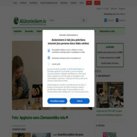 Скриншот главной страницы сайта aluksniesiem.lv