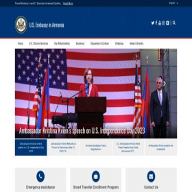 Скриншот главной страницы сайта am.usembassy.gov