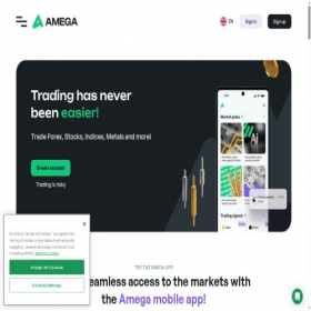 Скриншот главной страницы сайта amega.finance
