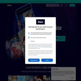 Скриншот главной страницы сайта aminoapps.com