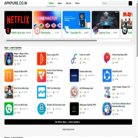 Скриншот главной страницы сайта apkpure.co.in