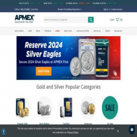 Скриншот главной страницы сайта apmex.com