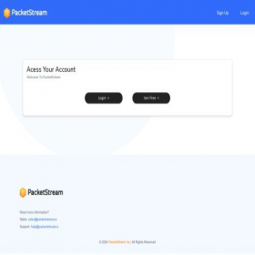 Скриншот главной страницы сайта app.packetstream.io
