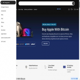 Скриншот главной страницы сайта applebitcoins.com