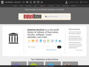 Скриншот главной страницы сайта archive.org