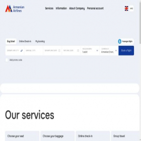 Скриншот главной страницы сайта armenianairlines.am