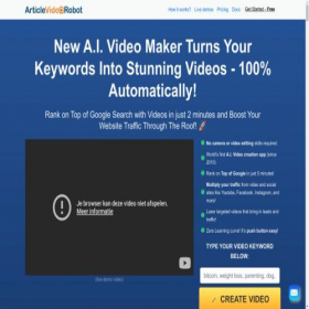 Скриншот главной страницы сайта articlevideorobot.com
