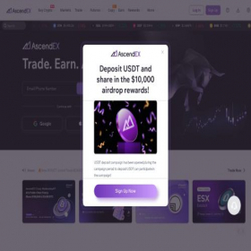 Скриншот главной страницы сайта ascendex.com