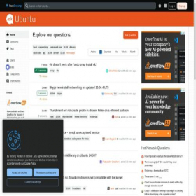 Скриншот главной страницы сайта askubuntu.com