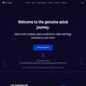Скриншот главной страницы сайта astralcoach.com