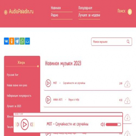 Скриншот главной страницы сайта audiopaladin.ru