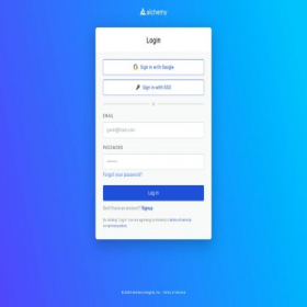 Скриншот главной страницы сайта auth.alchemy.com