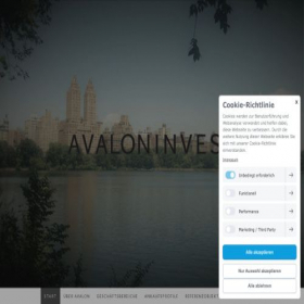 Скриншот главной страницы сайта avalon-invest.com
