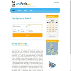 Скриншот главной страницы сайта aviapanda.com