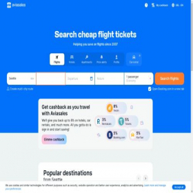 Скриншот главной страницы сайта aviasales.ge