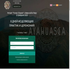 Скриншот главной страницы сайта ayaperu.com