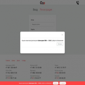 Скриншот главной страницы сайта b2b.shinservice.ru