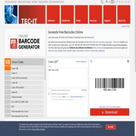 Скриншот главной страницы сайта barcode.tec-it.com