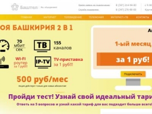 Скриншот главной страницы сайта bashtel.su