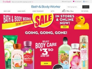 Скриншот главной страницы сайта bathandbodyworks.com