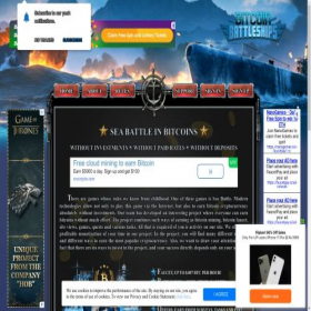 Скриншот главной страницы сайта battleships-bitcoin.com