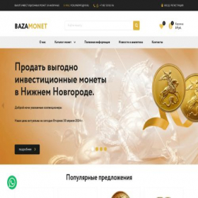Скриншот главной страницы сайта bazamonet.ru