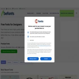 Скриншот главной страницы сайта befonts.com