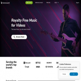 Скриншот главной страницы сайта bensound.com