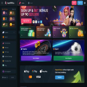Скриншот главной страницы сайта bet999.io