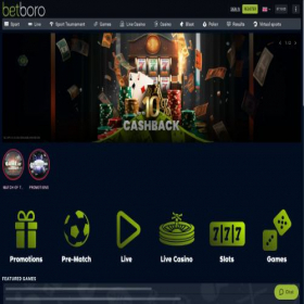 Скриншот главной страницы сайта betboro.com