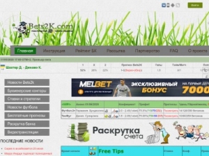 Скриншот главной страницы сайта bets2k.com